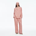 Kongvia Women's Long Sleeve Textured Pajama Set
