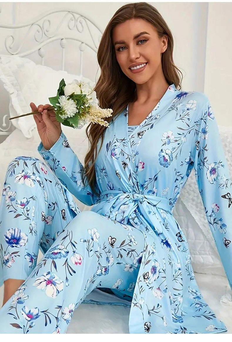 Kongvia Women’s Floral Pajama Set Long Sleeve Lounge Sleepwear