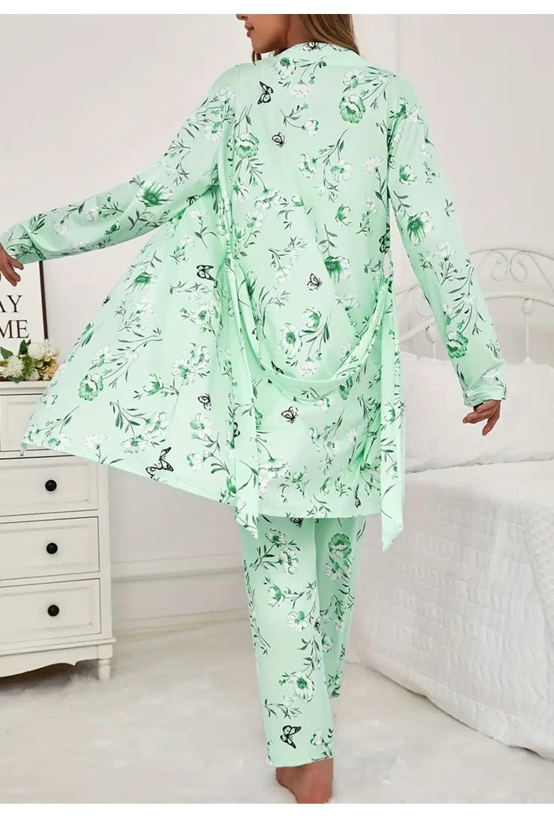 Kongvia Women’s Floral Pajama Set Long Sleeve Lounge Sleepwear