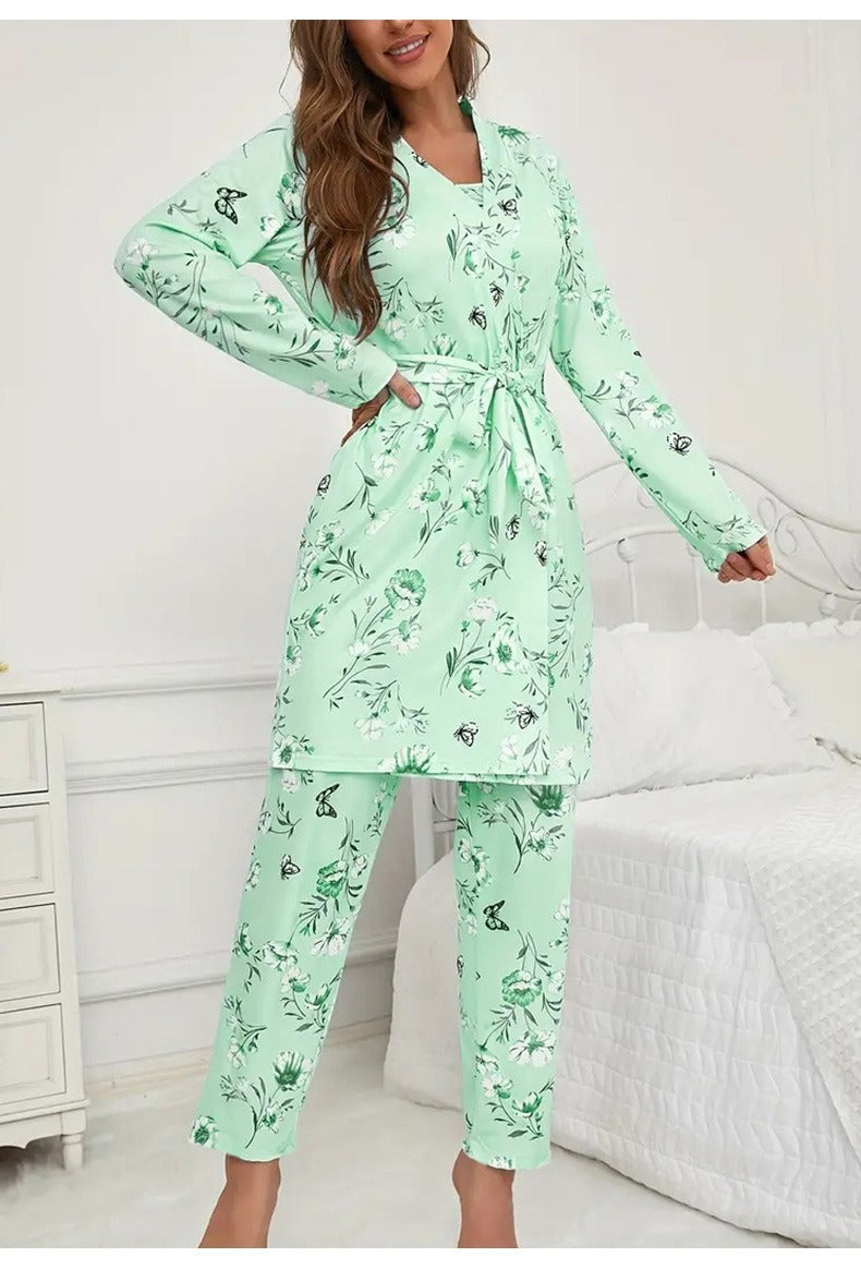 Kongvia Women’s Floral Pajama Set Long Sleeve Lounge Sleepwear