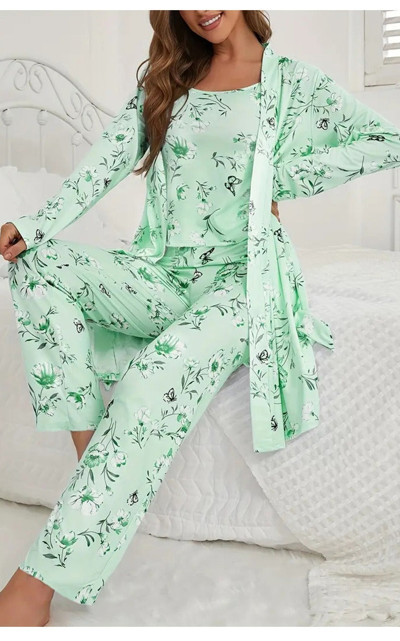 Kongvia Women’s Floral Pajama Set Long Sleeve Lounge Sleepwear