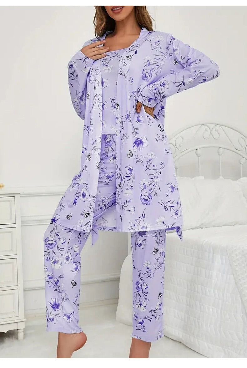 Kongvia Women’s Floral Pajama Set Long Sleeve Lounge Sleepwear