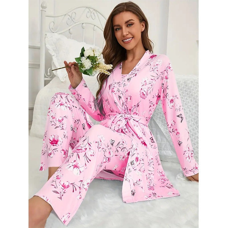 Kongvia Women’s Floral Pajama Set Long Sleeve Lounge Sleepwear