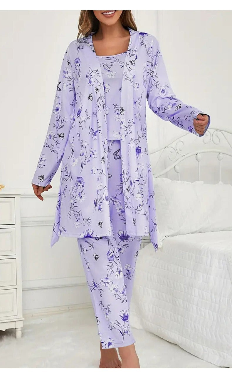 Kongvia Women’s Floral Pajama Set Long Sleeve Lounge Sleepwear