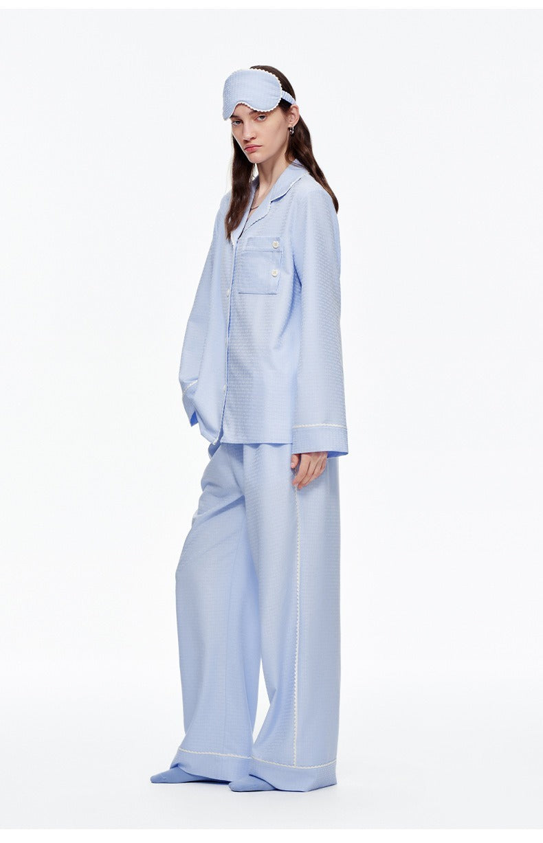 Kongvia Women’s Textured Pajama Set Long Sleeve Lounge Wear