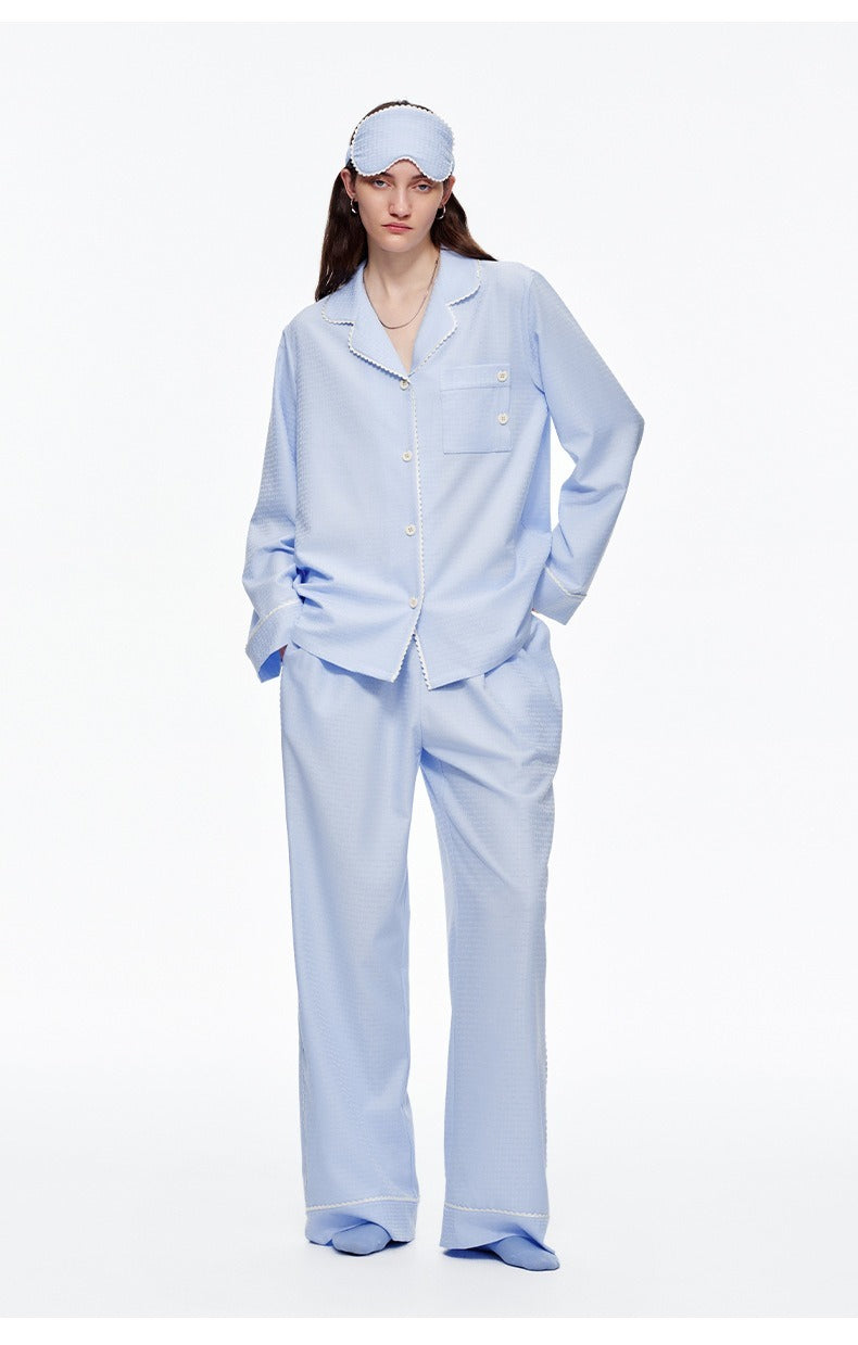Kongvia Women’s Textured Pajama Set Long Sleeve Lounge Wear