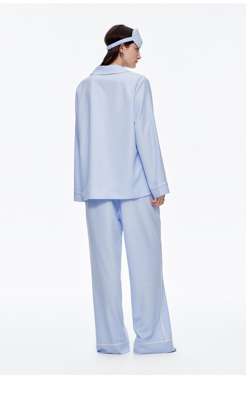 Kongvia Women’s Textured Pajama Set Long Sleeve Lounge Wear
