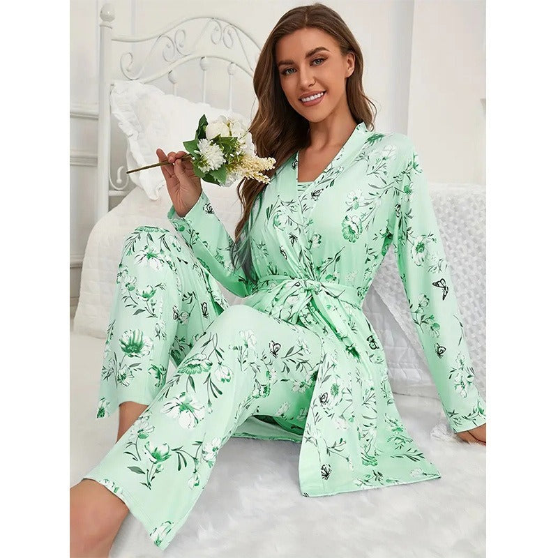 Kongvia Women’s Floral Pajama Set Long Sleeve Lounge Sleepwear