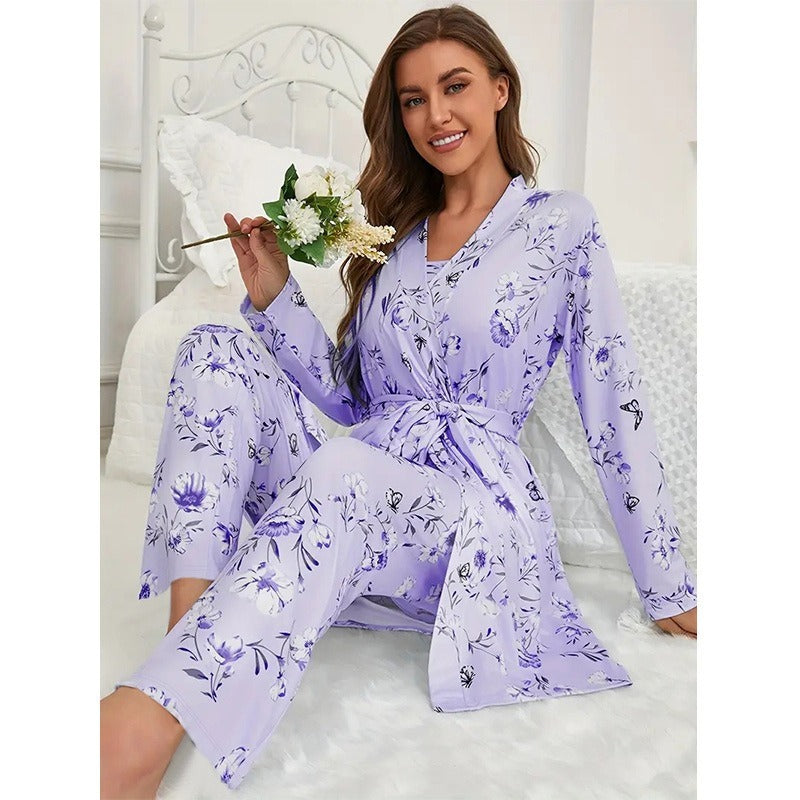 Kongvia Women’s Floral Pajama Set Long Sleeve Lounge Sleepwear