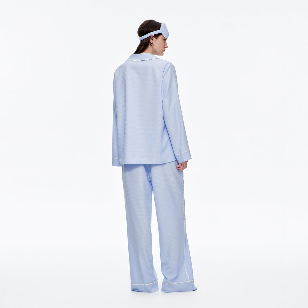 Kongvia Women’s Textured Pajama Set Long Sleeve Lounge Wear