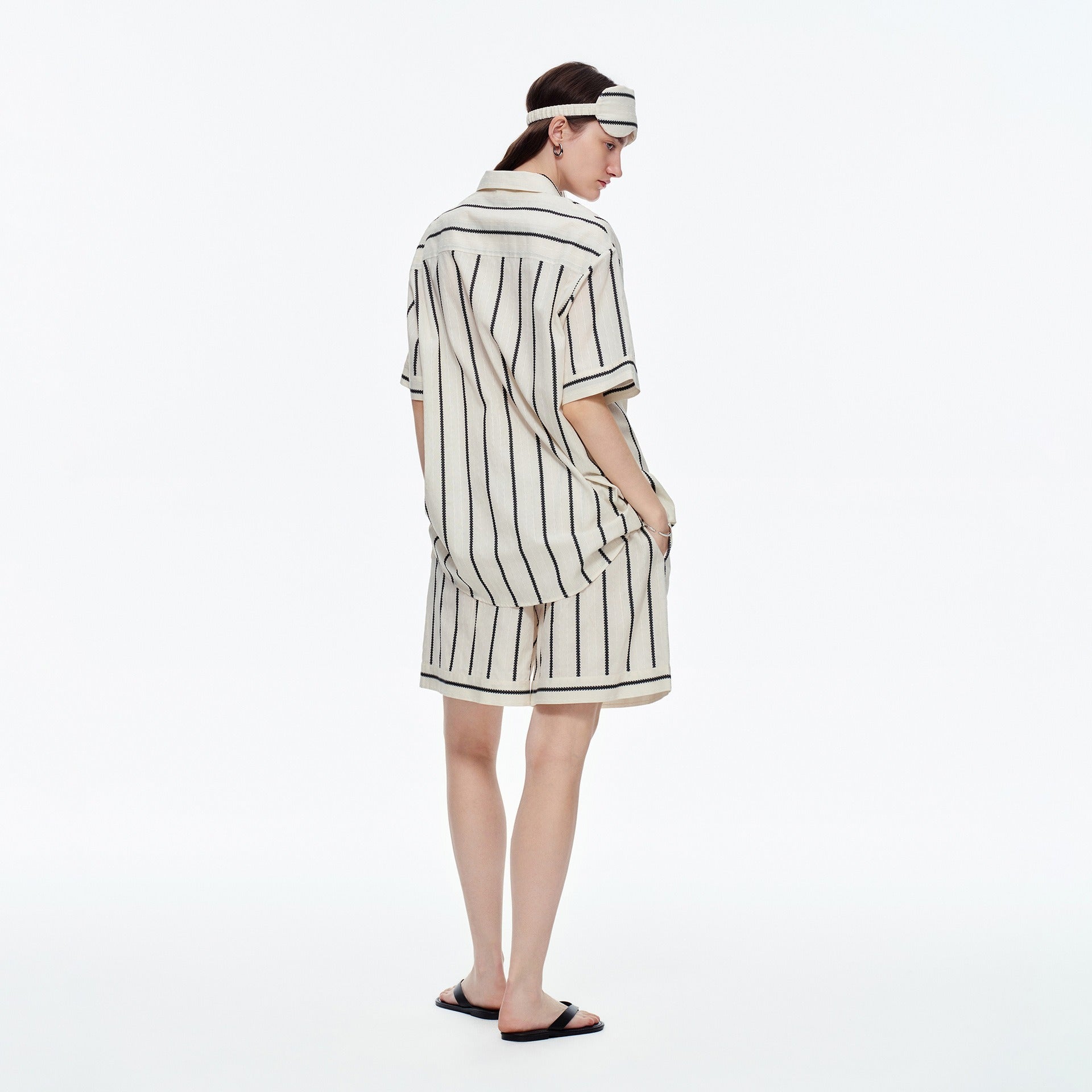 Kongvia Women’s Cotton Stripe Pajama Set Short Sleeve Lounge Wear