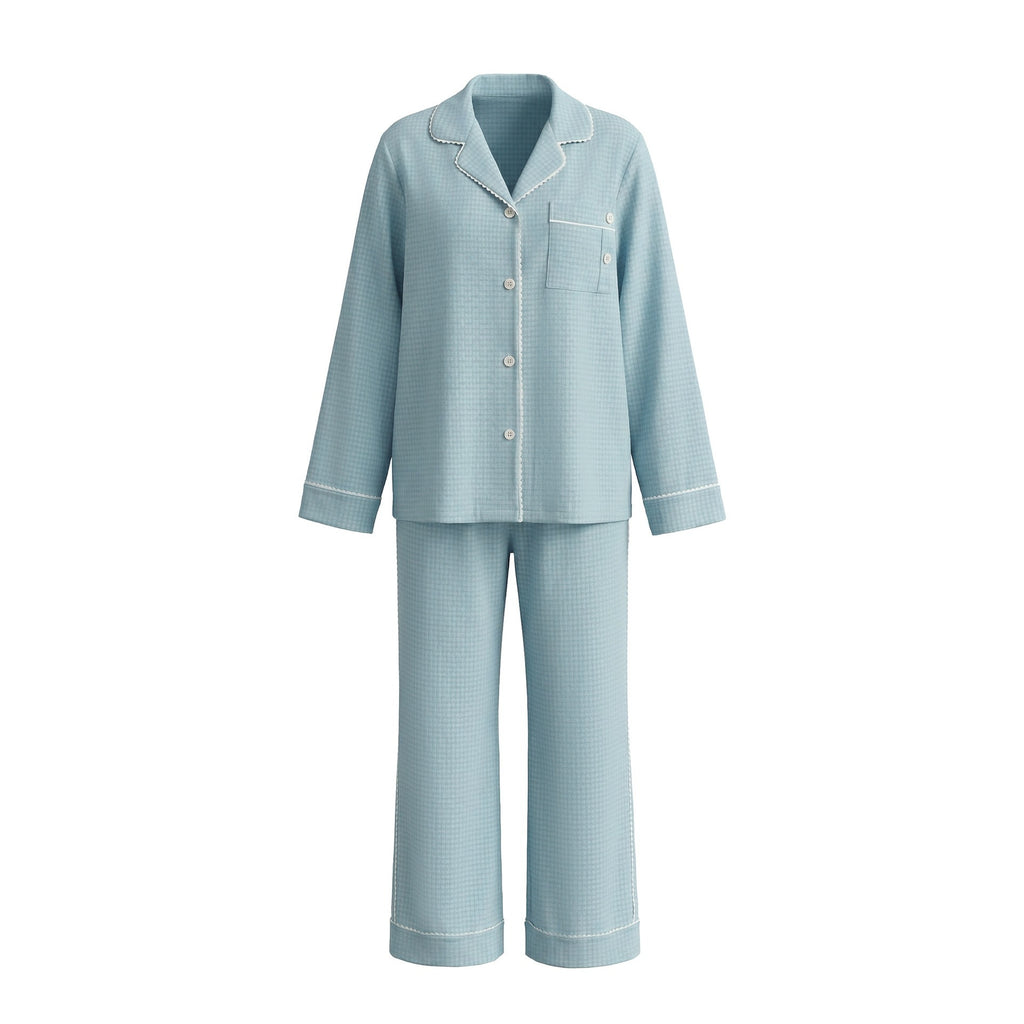 Kongvia Women’s Textured Pajama Set Long Sleeve Lounge Wear