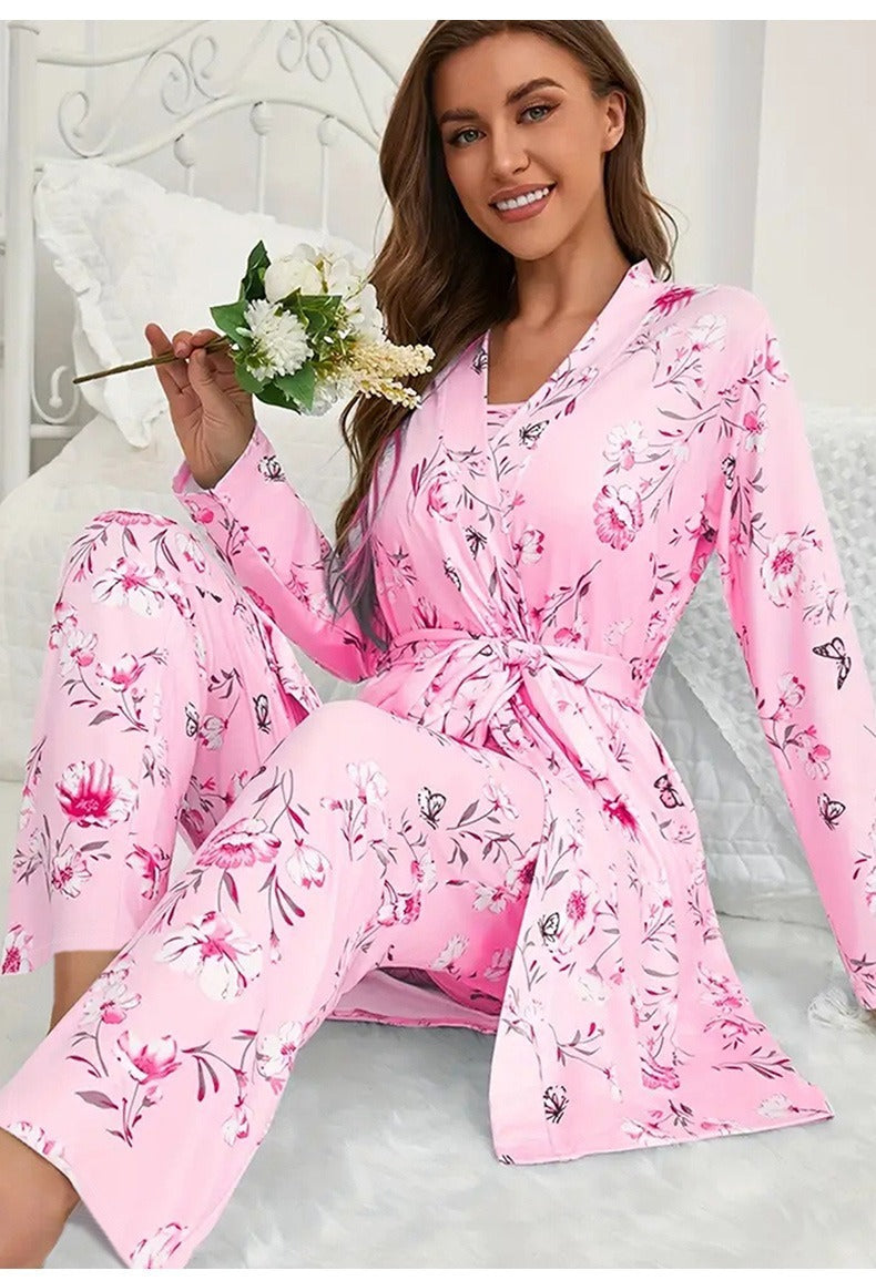 Kongvia Women’s Floral Pajama Set Long Sleeve Lounge Sleepwear