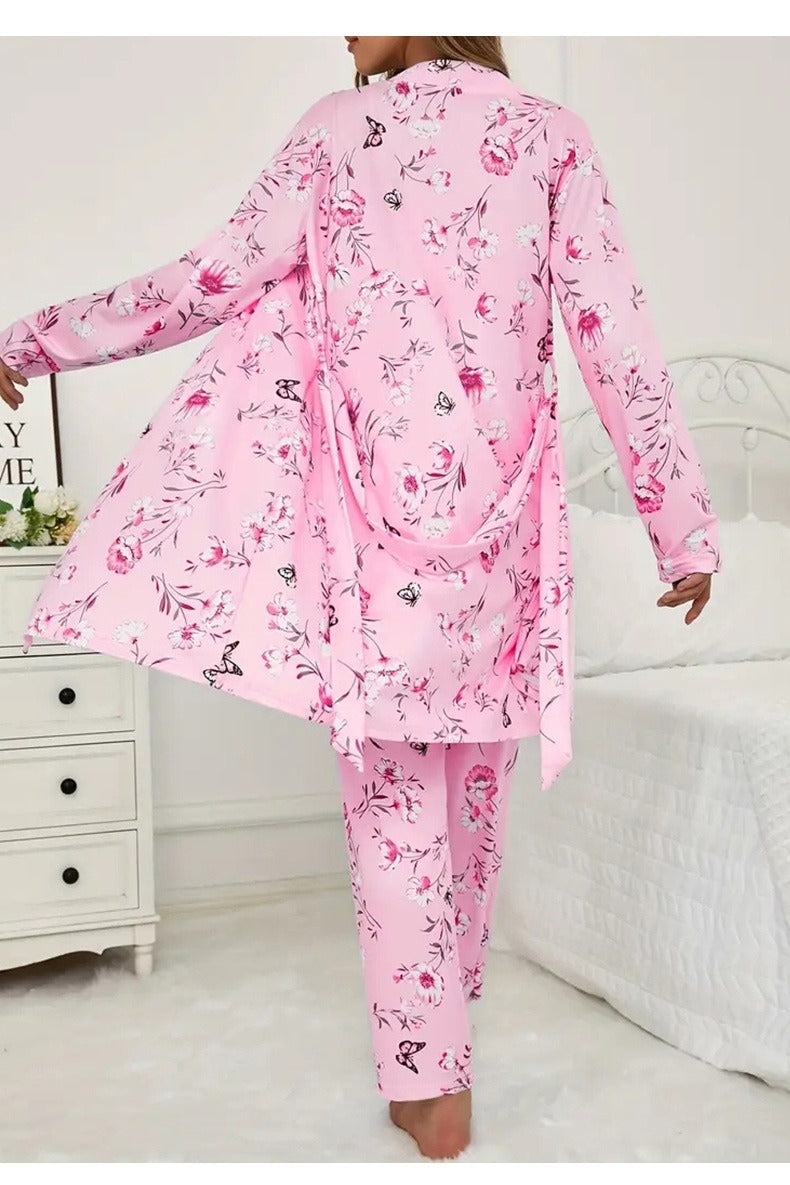 Kongvia Women’s Floral Pajama Set Long Sleeve Lounge Sleepwear