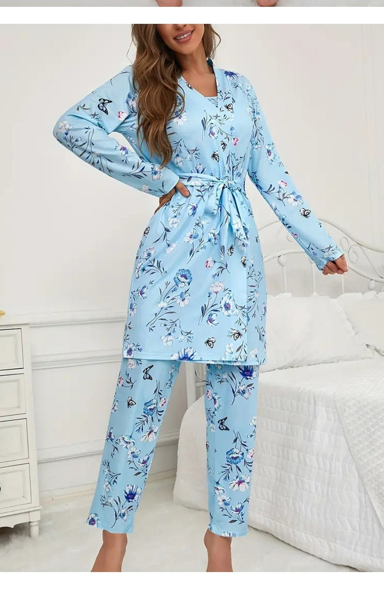 Kongvia Women’s Floral Pajama Set Long Sleeve Lounge Sleepwear