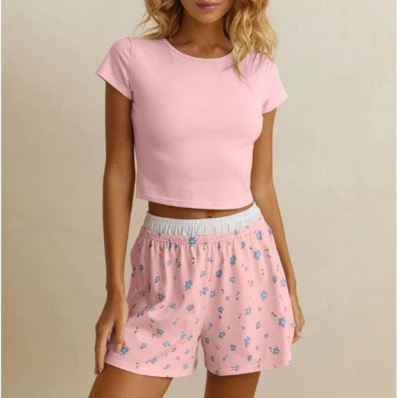 Kongvia Women’s Floral Shorts Pajama Set Short Sleeve Lounge Wear
